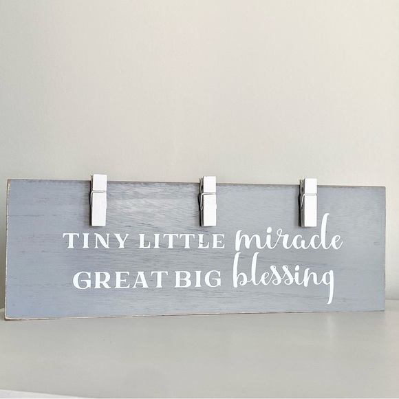 Tiny Little Miracle Baby Blessing Wooden Sign Picture Display - Picture 1 of 4